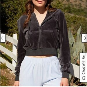Brandy melville Velour zip up sweater